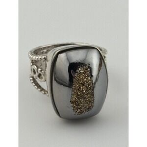 PJC Sterling Silver Druzy Statement Ring India Size 9.5